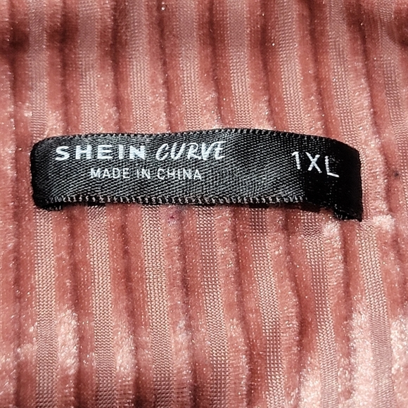 1X Pink Mauve Ribbed Wide Long Sleeve Mock Neck Pullover Tunic - Picture 4 of 5